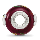 Ster.Silver Reflections Hand Painted Whooo! Fenton Glass Bead